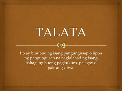 Talata example filipino